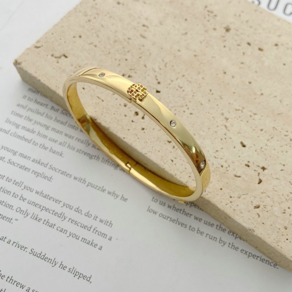 Tory Burch Gold Bangle Bracelet with Diamond Accents